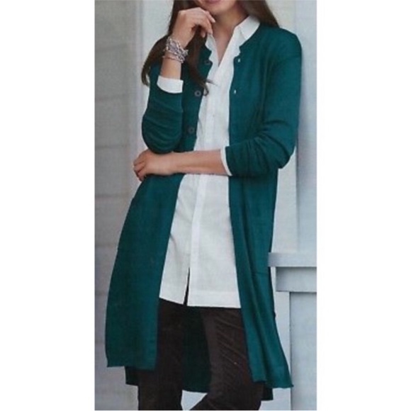 J. Jill Teal Button-Up Cardigan - Picture 1 of 3